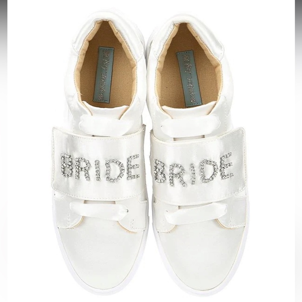 Betsey Johnson Liana Satin Jeweled Bridal Sneakers, Size 7.5